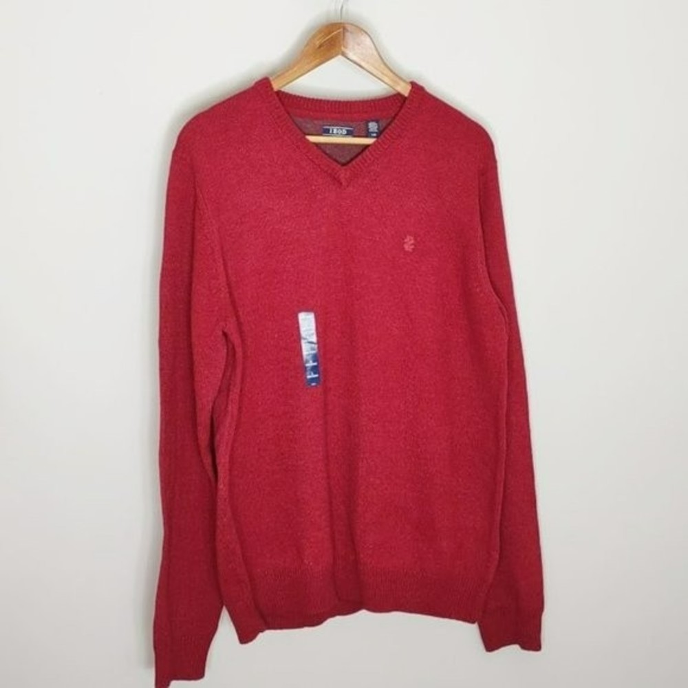 Izod Red Vneck Sweater Large NWT